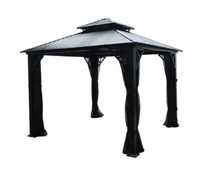 Gazebo 4 Saisons Metropolis, Cadre en Aluminium Antirouille, 10' x 10', Noir - Simple Boutique