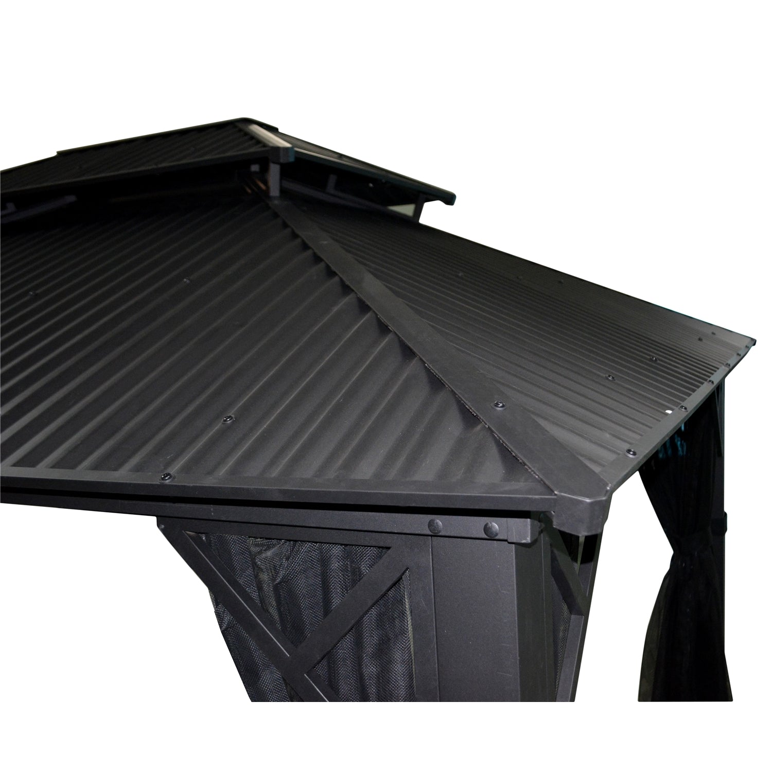 Gazebo 4 Saisons Metropolis, Cadre en Aluminium Antirouille, 10' x 14', Noir - Simple Boutique