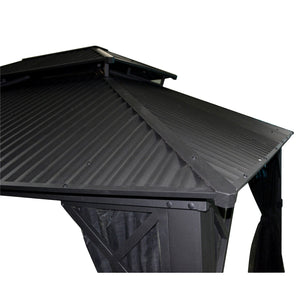 Gazebo 4 Saisons Metropolis, Cadre en Aluminium Antirouille, 10' x 14', Noir - Simple Boutique