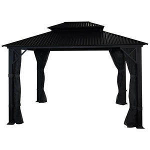 Gazebo 4 Saisons Metropolis, Cadre en Aluminium Antirouille, 10' x 14', Noir - Simple Boutique