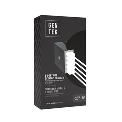 Gentek Chargeur Mural à 5 Ports USB Noir