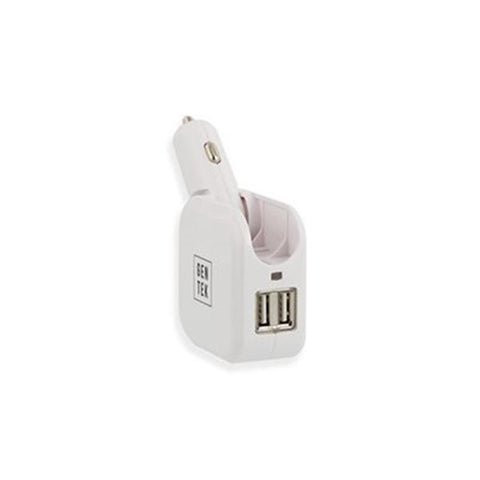 Gentek Chargeur de Voiture 5 dans 1 USB 2.4A avec W Micro Type C MFI Lightning Cable Blanc