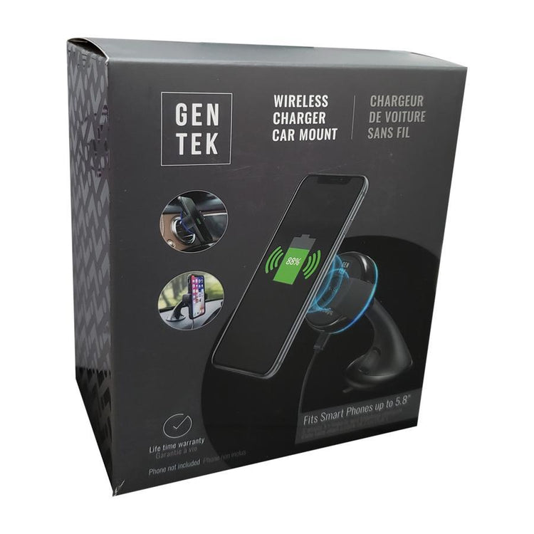 Gentek Chargeur de Voiture Sans Fil 2 en 1 Noir - Simple Boutique