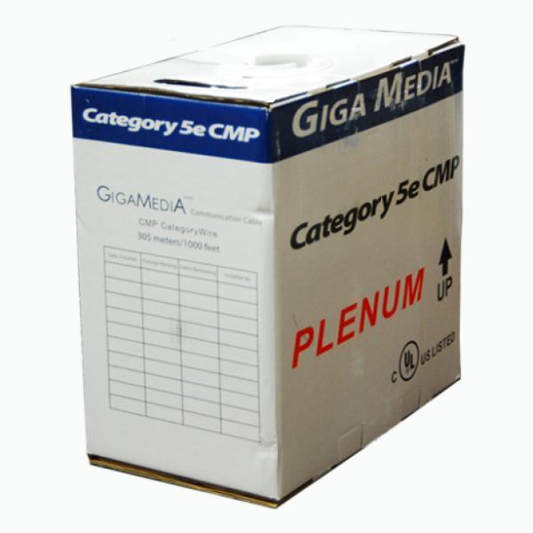 GigaMedia Câble Réseau Cat5e UTP FT6/CMP cUL Solid Plenum Bleu 1000'