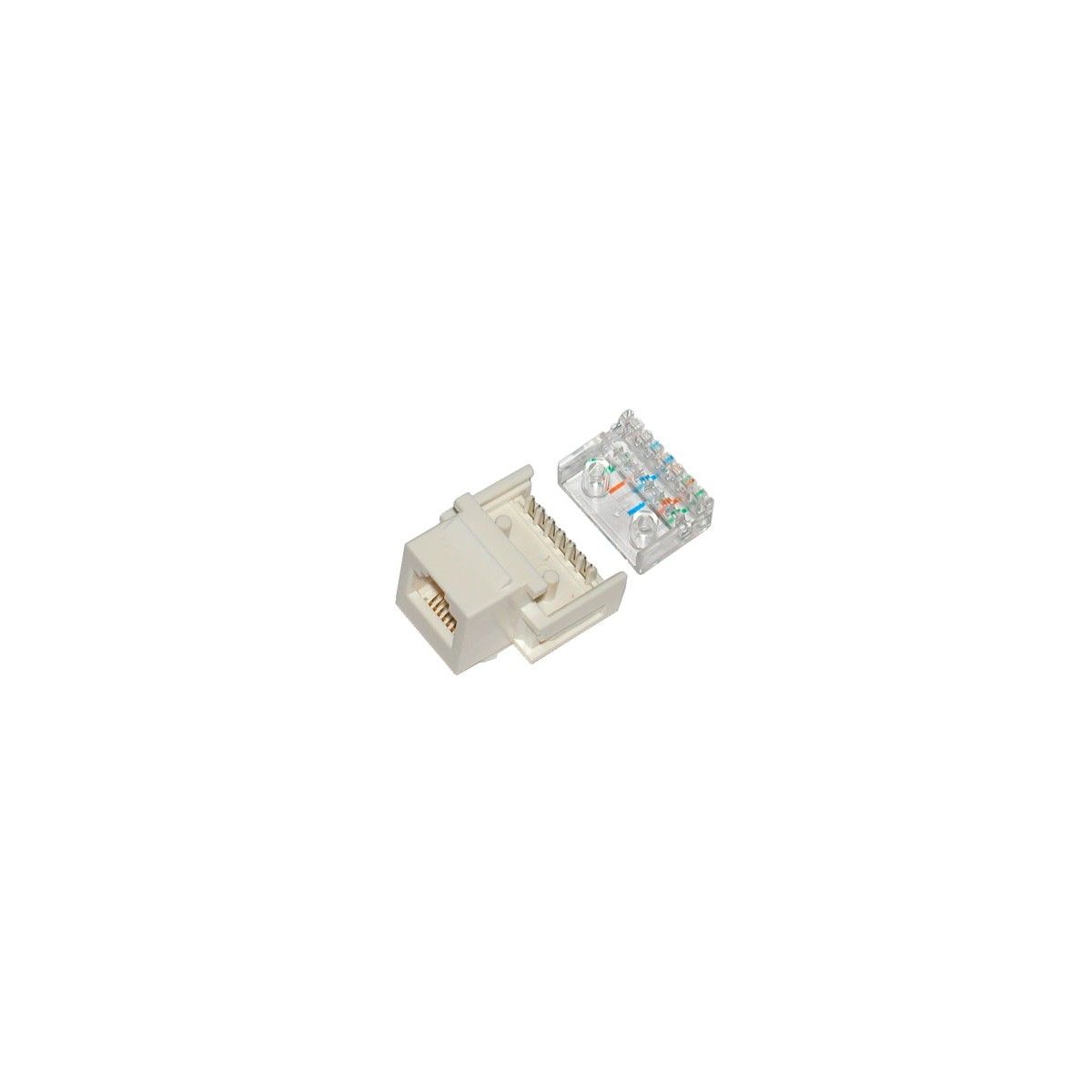 GlobalTone 02153 Connecteur Keystone Cat3 6P6C RJ-12 Femelle Blanc Sans Outil - Simple Boutique