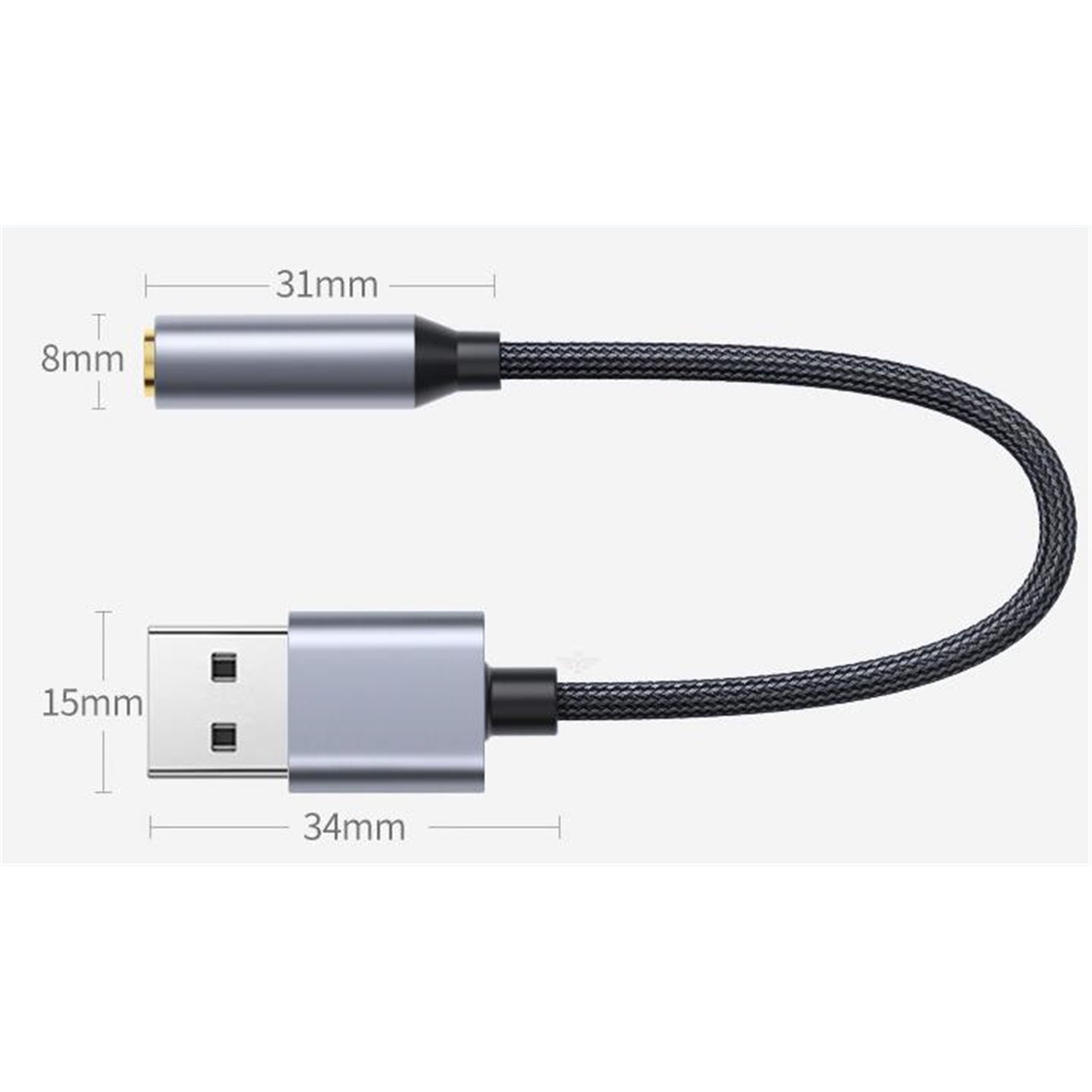 GlobalTone - Adaptateur USB-A à 3.5 Femelle, Argenté - Simple Boutique