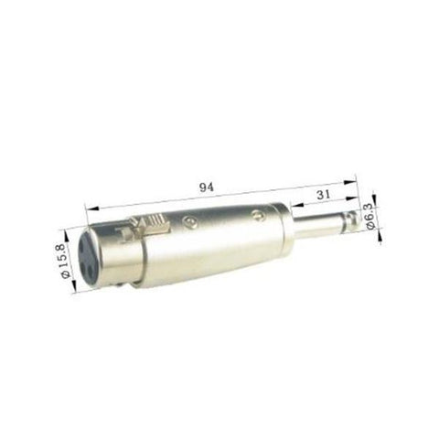 GlobalTone Adaptateur XLR Femelle à 6.3mm (1/4'') Mâle pour Fiche de Microphone Argent