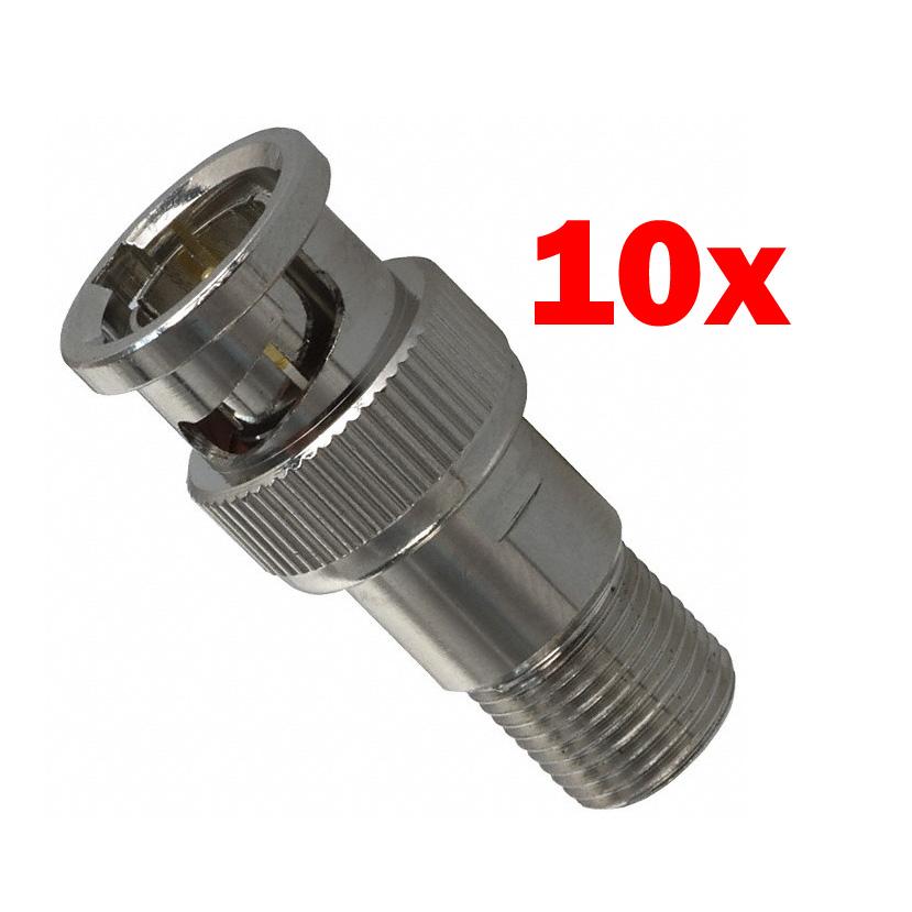 GlobalTone Adaptateur de câble F-Type Coaxial Femelle à BNC Mâle (Paquet de 10) - Simple Boutique