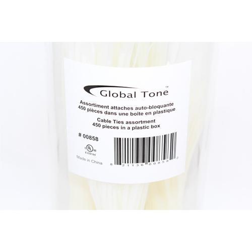 GlobalTone Assortiment attaches "Tie-Wraps" auto-bloquante 450 pcs dans boîte en plastique, Naturel - Simple Boutique