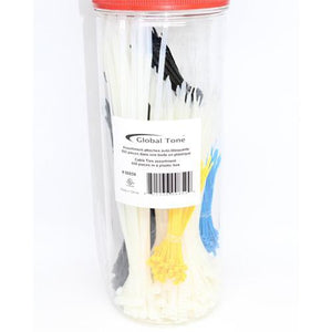 GlobalTone Assortiment attaches "Tie-Wraps" auto-bloquante 650 pcs dans boîte en plastique, 5 couleurs - Simple Boutique