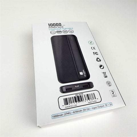 GlobalTone - Banque d'alimentation/Chargeur Portable, Capacité 10 000 mAh, Noir