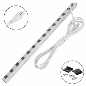 GlobalTone Barre d'alimentation Multiprises 12 Prises avec Disjoncteur 15A Corde 3 pi 14AWG - Simple Boutique