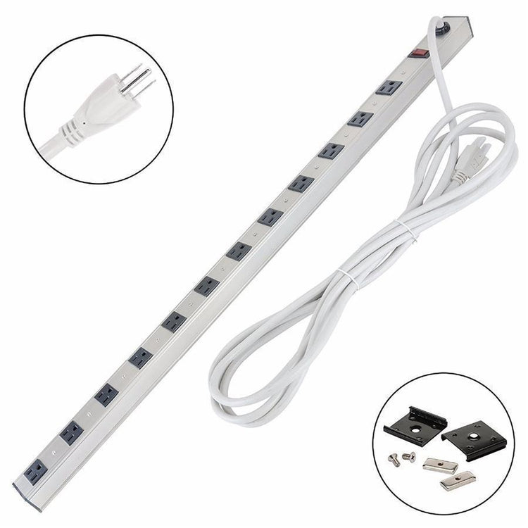 GlobalTone Barre d'alimentation Multiprises 12 Prises avec Disjoncteur 15A Corde 3 pi 14AWG - Simple Boutique