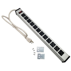 GlobalTone Barre d'alimentation Multiprises 12 Prises avec Disjoncteur 15A Corde 3 pi. (14AWG) - Simple Boutique