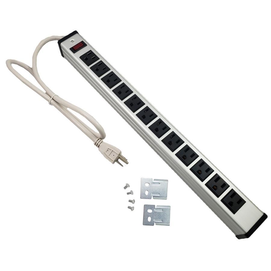 GlobalTone Barre d'alimentation Multiprises 12 Prises avec Disjoncteur 15A Corde 3 pi. (14AWG) - Simple Boutique