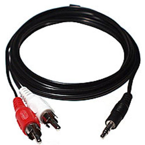 GlobalTone Cable 1 prise 3.5mm à 2 RCA Stereo Noir 25 pi