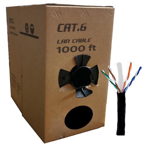 GlobalTone Câble Réseau Ethernet En Vrac 23AWG Cat6 UTP CCA Noir 1000 Pi - Simple Boutique