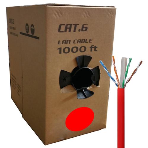 GlobalTone Câble Réseau Ethernet En Vrac 23AWG Cat6 UTP CCA Rouge 1000 Pi - Simple Boutique