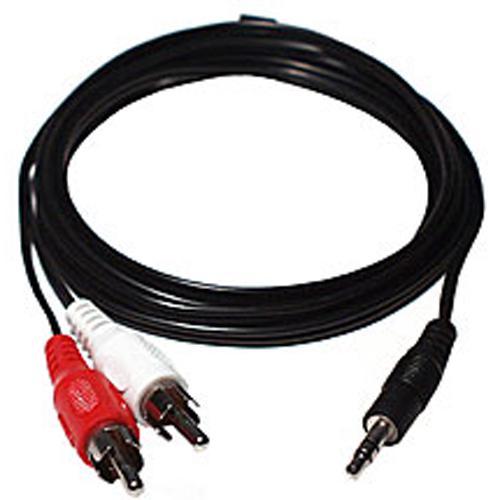 GlobalTone Cable audio 1 prise 3.5mm à 2 RCA Stereo Noir 12 pi