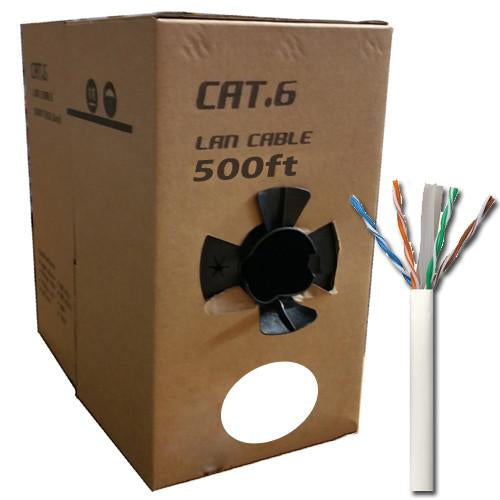GlobalTone Câble ethernet réseau Cat6 UTP Solid RJ-45 CCA Blanc 500pi - Simple Boutique