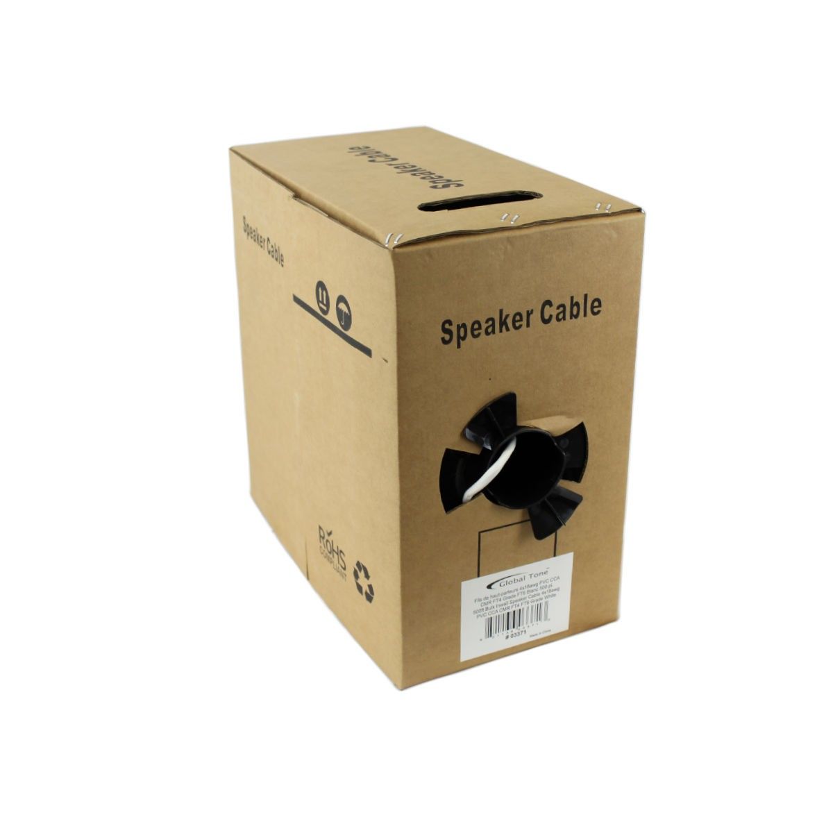 GlobalTone Câble haut-parleur 500' In-Wall FT4 4x18 AWG pull-thru box Blanc - Simple Boutique