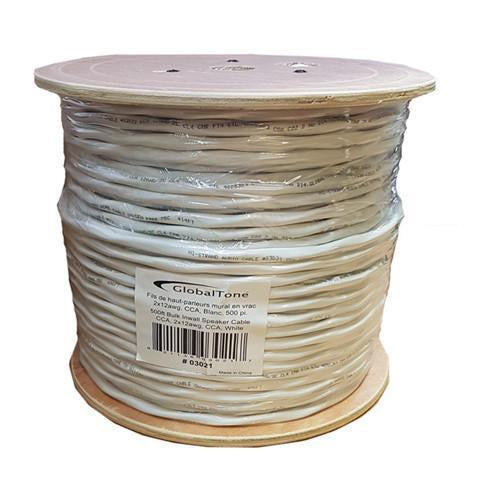 GlobalTone Câble haut-parleur 500pi In-Wall FT4 12 AWG en Spool Blanc - Simple Boutique