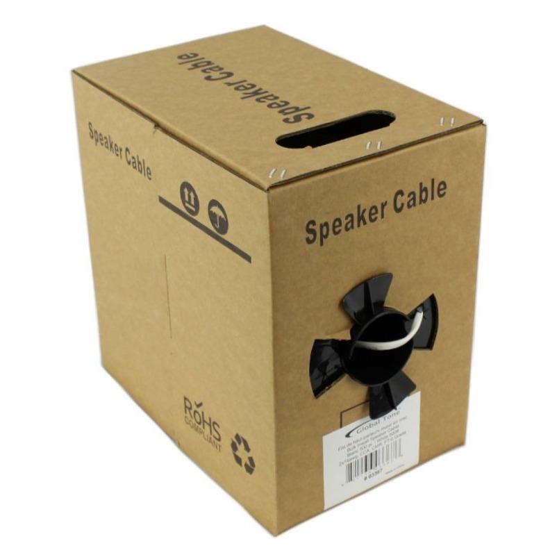GlobalTone Câble haut-parleur 500pi In-Wall FT4 16 AWG pull-thru box Blanc