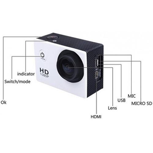 GlobalTone Caméra action sport avec multifixations WaterProof 30M HD 720p - Simple Boutique