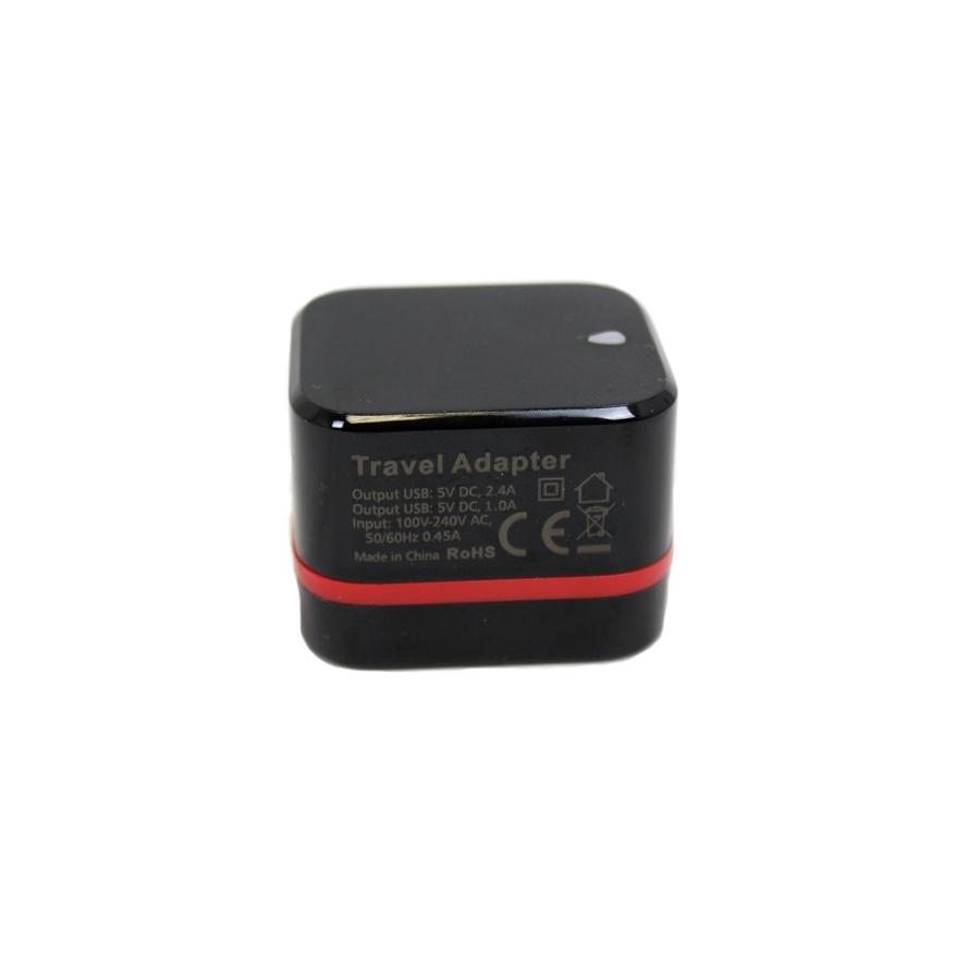GlobalTone Chargeur mural USB, 2 ports, 5V, 3.4A, Noir et Rouge - Simple Boutique
