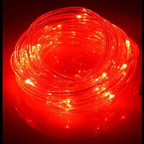 GlobalTone Cordon lumineux DEL, 100 LEDS, IP67, 4.8W, Rouge , 12vdc, 2.1mm, 10m - Simple Boutique