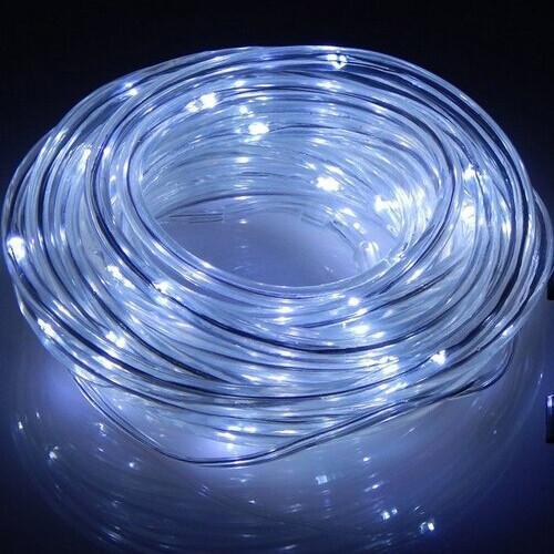 GlobalTone Cordon lumineux DEL, 50 LEDS, IP67, 2.4W, Blanc Froid , 12vdc, 2.1mm, 5m - Simple Boutique