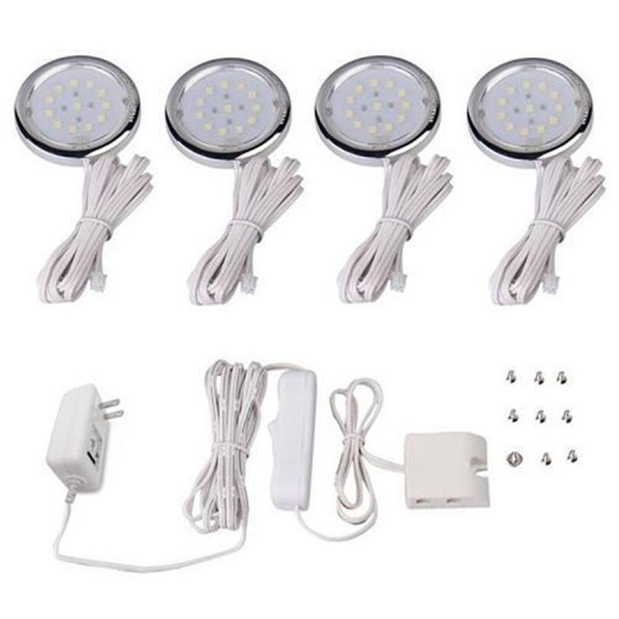 GlobalTone Ensemble Complet De Lumières LED Sous Armoires Blanc Chaud 4 Rondelles 4X 1W - Simple Boutique