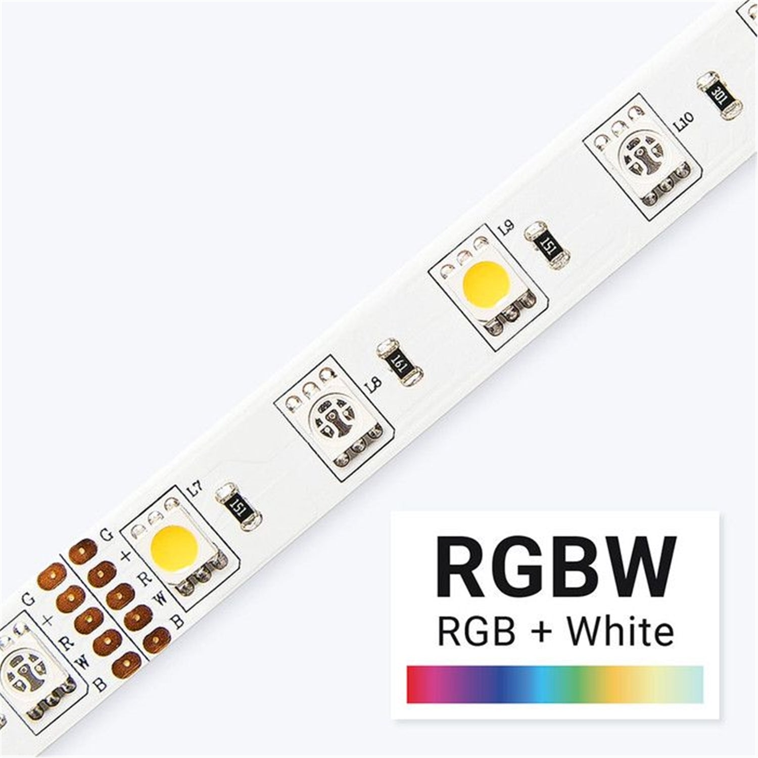 GlobalTone - Ensemble Ruban DEL RGBW, Boitier de Contrôle avec IR et Fonction Bluetooth, 60 DEL par Mètre, Longeur de 5 Mètres - Simple Boutique