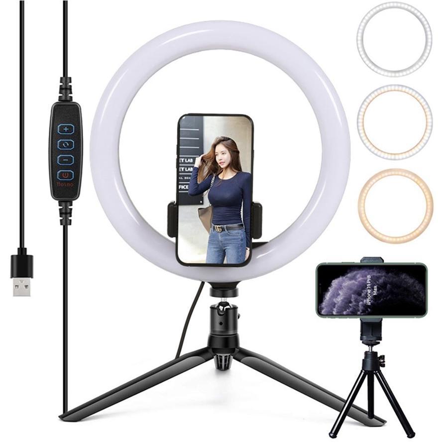 GlobalTone - Ensemble de 2 Supports de Téléphone avec 2 Trépied et un Anneau de Lumière de 10'', Noir - Simple Boutique