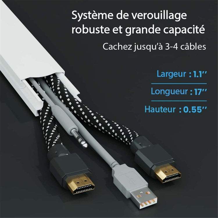 GlobalTone - Ensemble de Cache-fil Mural, Longeur de 150 Pouces, Peinturable, Blanc Mat - Simple Boutique