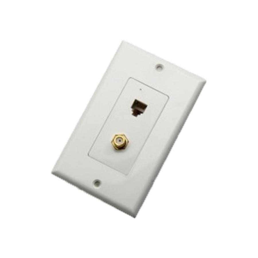 GlobalTone Plaque Murale 1 Prise 6P6C et 1 Prise RG6, Plaqué Or, Decora, Blanche - Simple Boutique