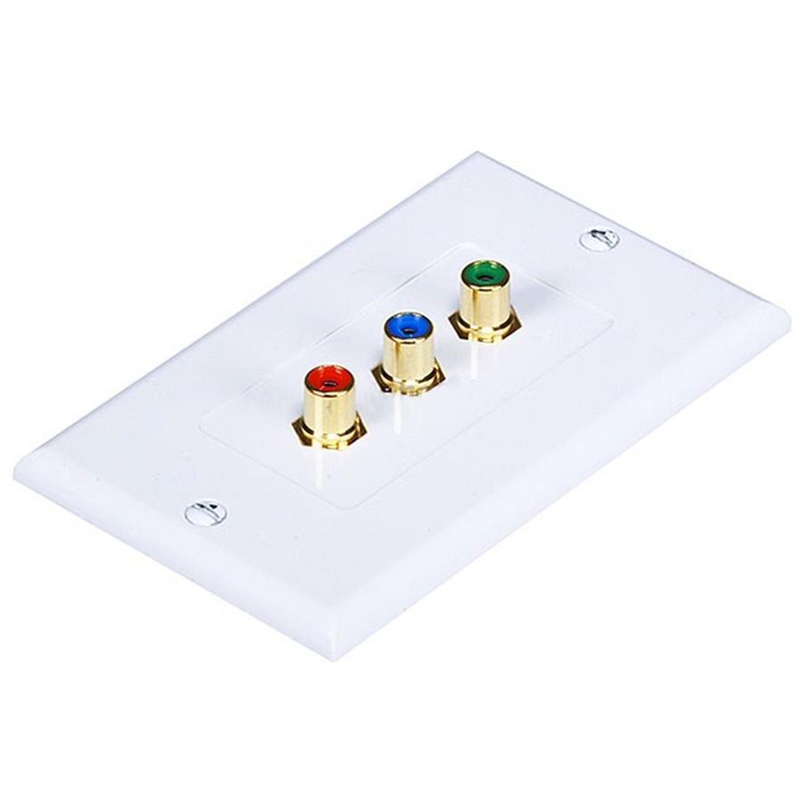 GlobalTone Plaque Murale Composante (3 coupleur RCA femele à femele) Blanche - Simple Boutique