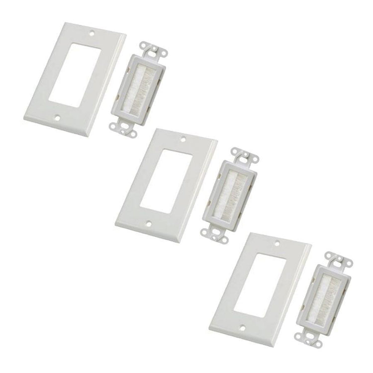 GlobalTone - Plaque Murale Décora en Plastique avec Brosse pour 1 Dispositif, Ensemble de 3, Blanc - Simple Boutique