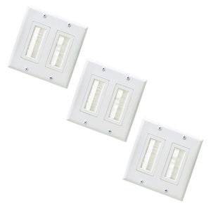 GlobalTone - Plaque Murale Décora en Plastique avec Brosse pour 2 Dispositifs ,Ensemble de 3, Blanc - Simple Boutique