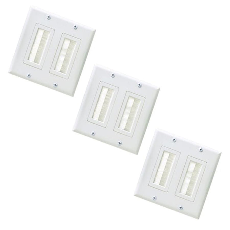 GlobalTone - Plaque Murale Décora en Plastique avec Brosse pour 2 Dispositifs ,Ensemble de 3, Blanc - Simple Boutique