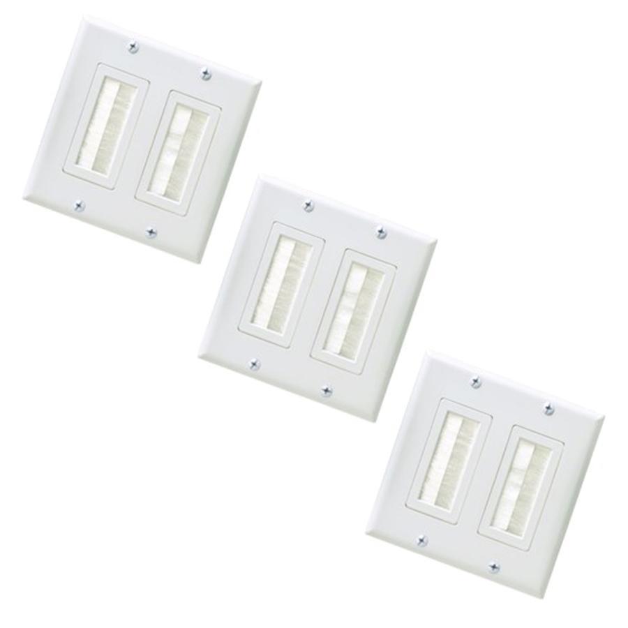 GlobalTone - Plaque Murale Décora en Plastique avec Brosse pour 2 Dispositifs ,Ensemble de 3, Blanc - Simple Boutique