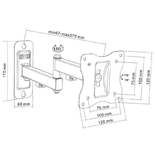 GlobalTone Support Mural Universel Bras Articulé LED LCD PLASMA 13" à 27" - Simple Boutique