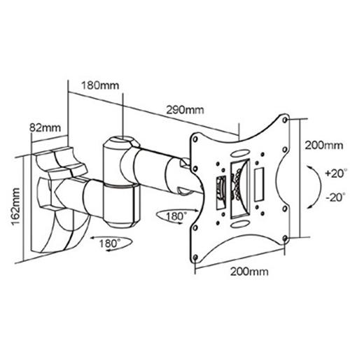 GlobalTone Support Mural Universel Bras Articulé LED LCD PLASMA 17" à 37" - Simple Boutique