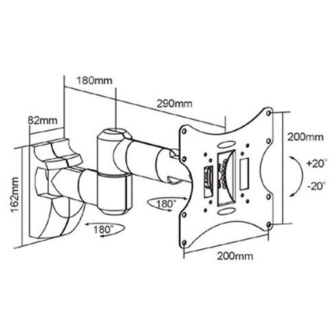 GlobalTone Support Mural Universel Bras Articulé LED LCD PLASMA 17
