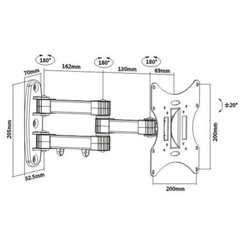 GlobalTone Support Mural Universel Bras Articulé LED LCD PLASMA 17" à 37" - Simple Boutique