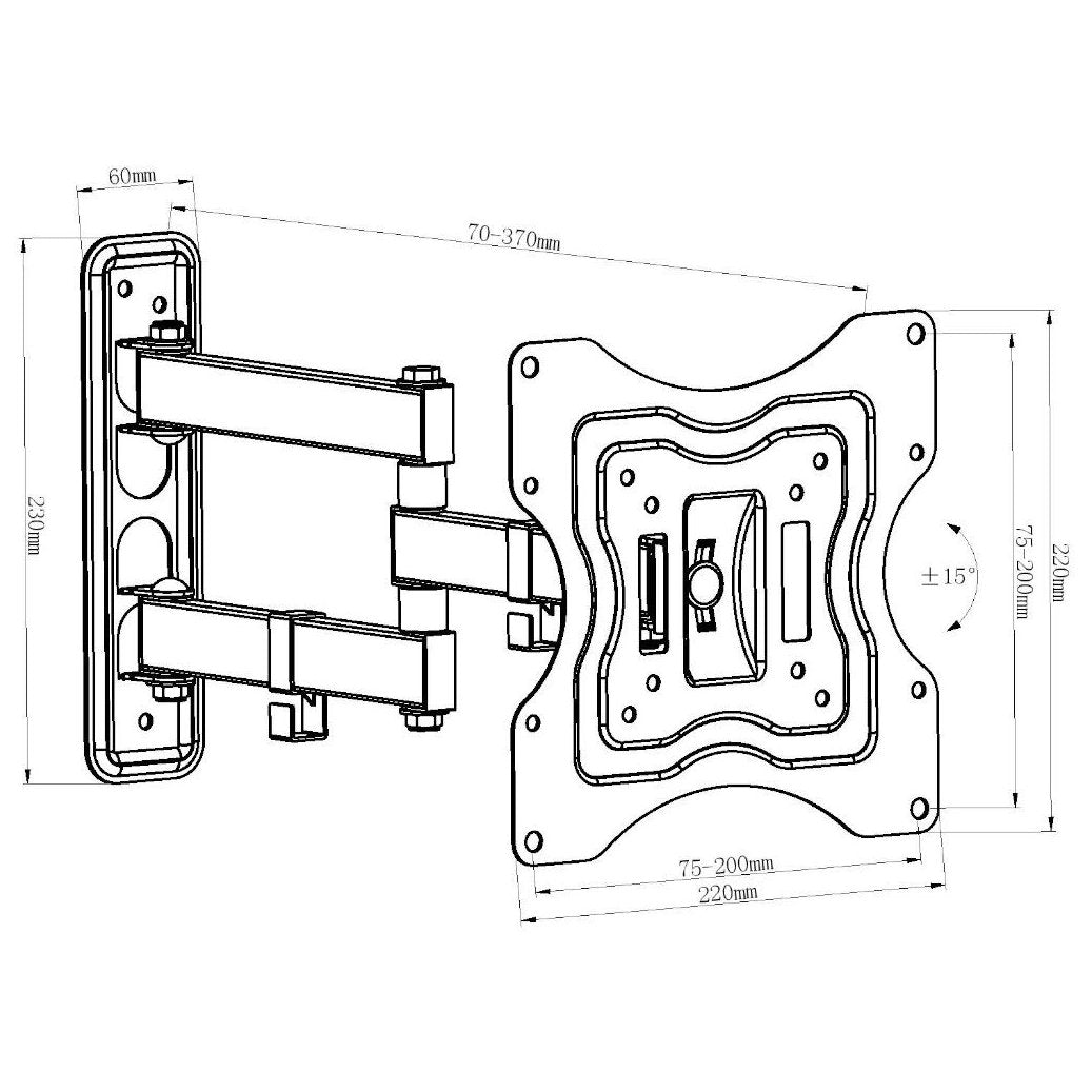 GlobalTone Support Mural Universel Bras Articulé LED LCD PLASMA 17" à 37" - Simple Boutique