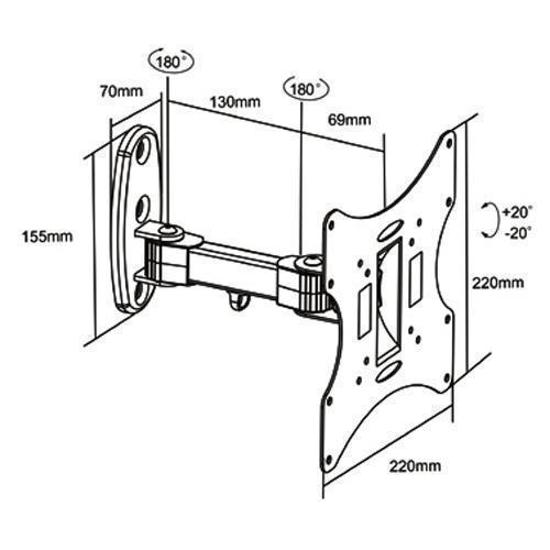 GlobalTone Support Mural Universel Bras Articulé LED LCD PLASMA 17" à 37" - Simple Boutique