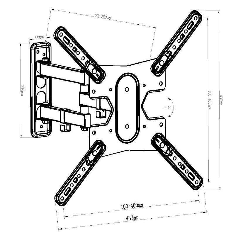 GlobalTone Support Mural Universel Bras Articulé LED LCD PLASMA 23" à 55" BOITE OUVERTE - Simple Boutique