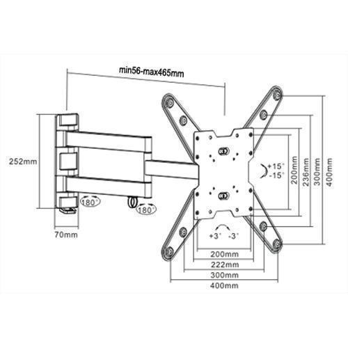 GlobalTone Support Mural Universel Bras Articulé LED LCD PLASMA 26" à 47" - Simple Boutique