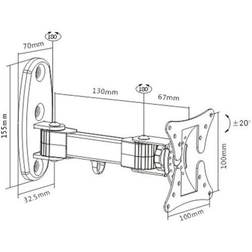 GlobalTone Support Mural Universel Bras articulé LED LCD PLASMA 13" à 27" - Simple Boutique